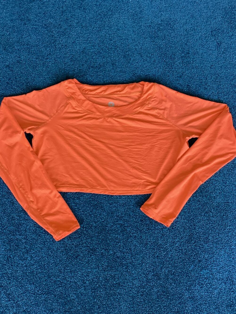 BloqUV Orange Round Neck Long-Sleeved Cropped Top - Large